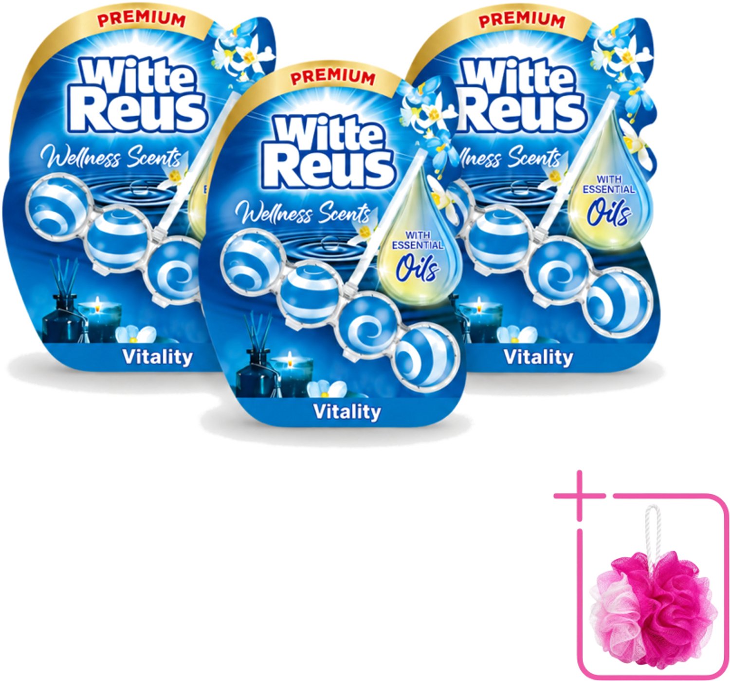 3 x Witte Reus - Wellness Scents Toiletblok - Vitality - 1 Toiletblok - Bulkverpakking - Toilet - Douchemop - Reiniging