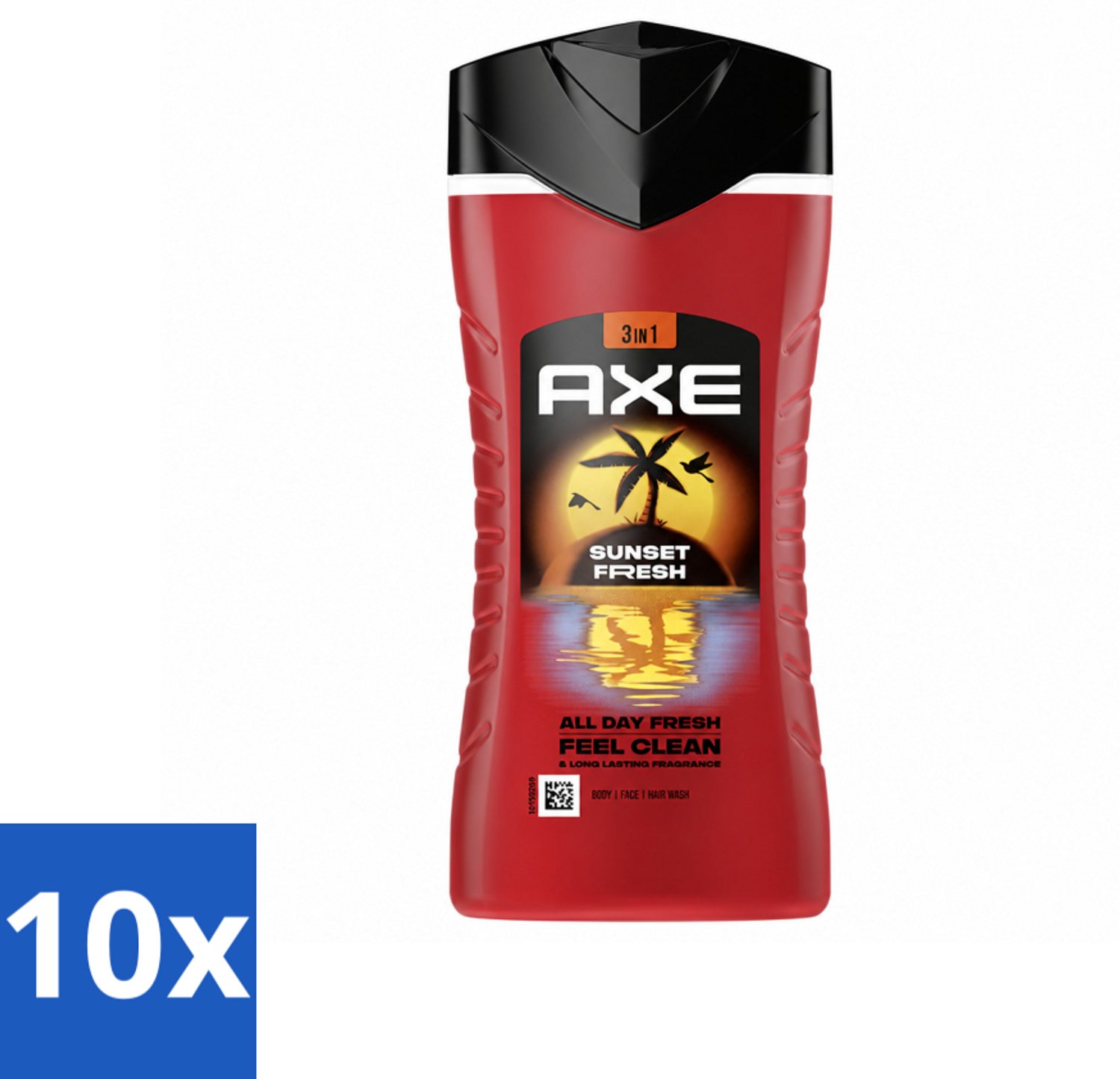 10 x Axe – Douchegel 3-in-1 – Sunset Fresh – 250 ml - Voordeelverpakking - 10 stuks