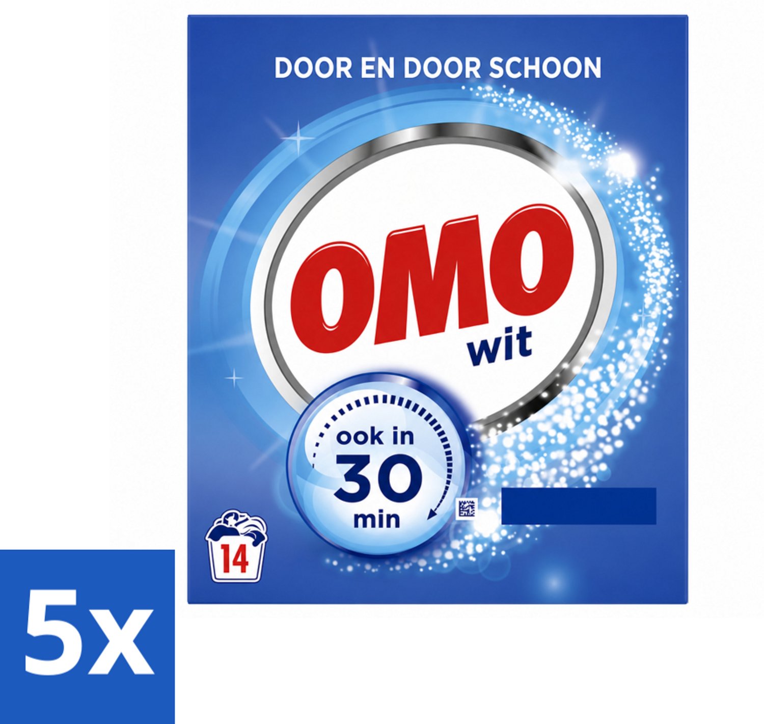 5 x OMO – Waspoeder – Wit – 14 Wasbeurten - Voordeelverpakking - 5 stuks