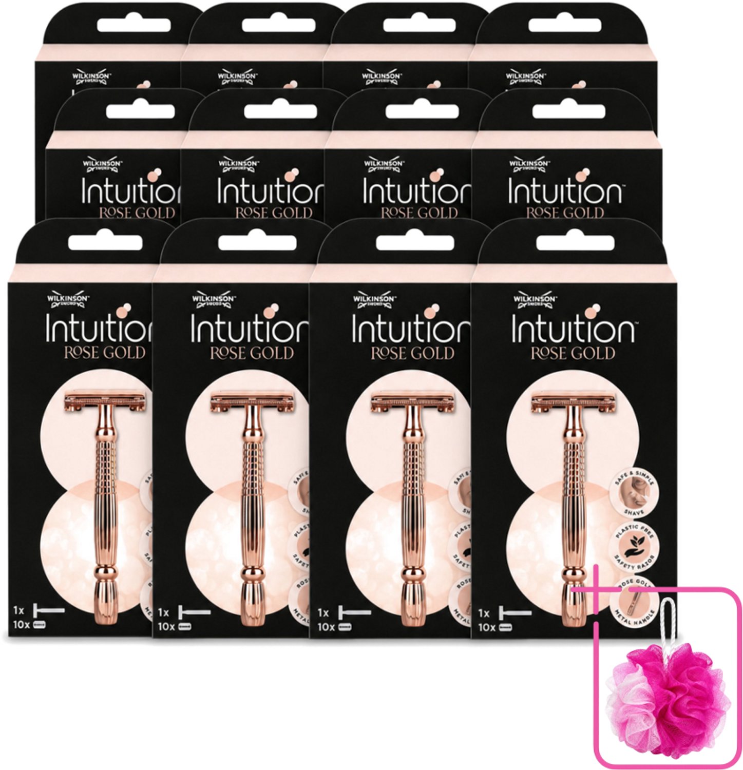 12 x Wilkinson Sword - Scheermes - Intuition Rose Gold - Luxe - 10 mesjes - Bulkverpakking - Scheermes - Douchemop - Veiligheidsscheermes