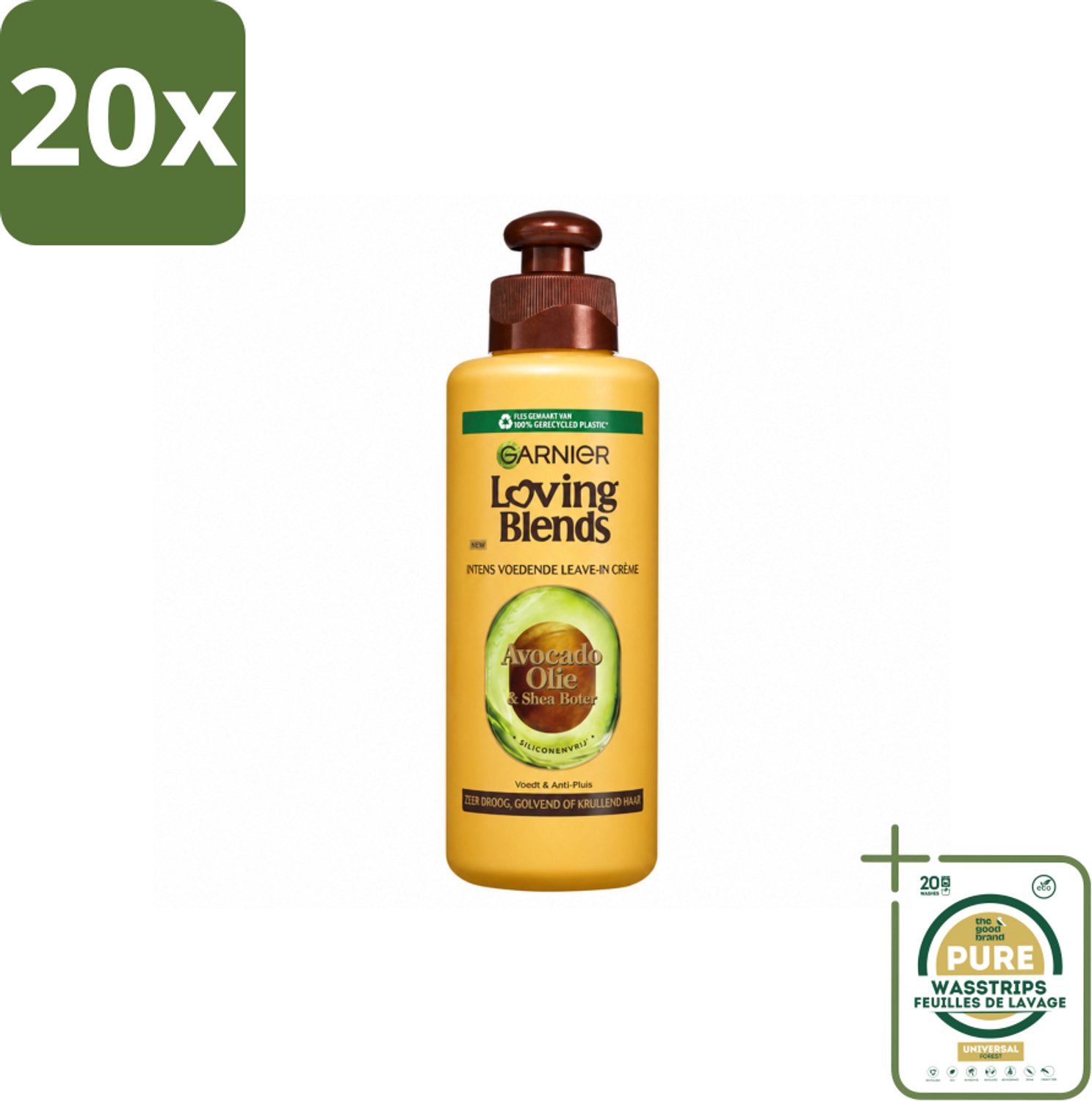 20 x Garnier - Loving Blends - Leave-In Crème - Avocado Olie & Shea Boter - Zeer Droog & Pluizig Haar - 200 ml - Wasstrips - Haarcrème - Avocado Olie - Karitéboter - Droog Haar - Pluizig Haar