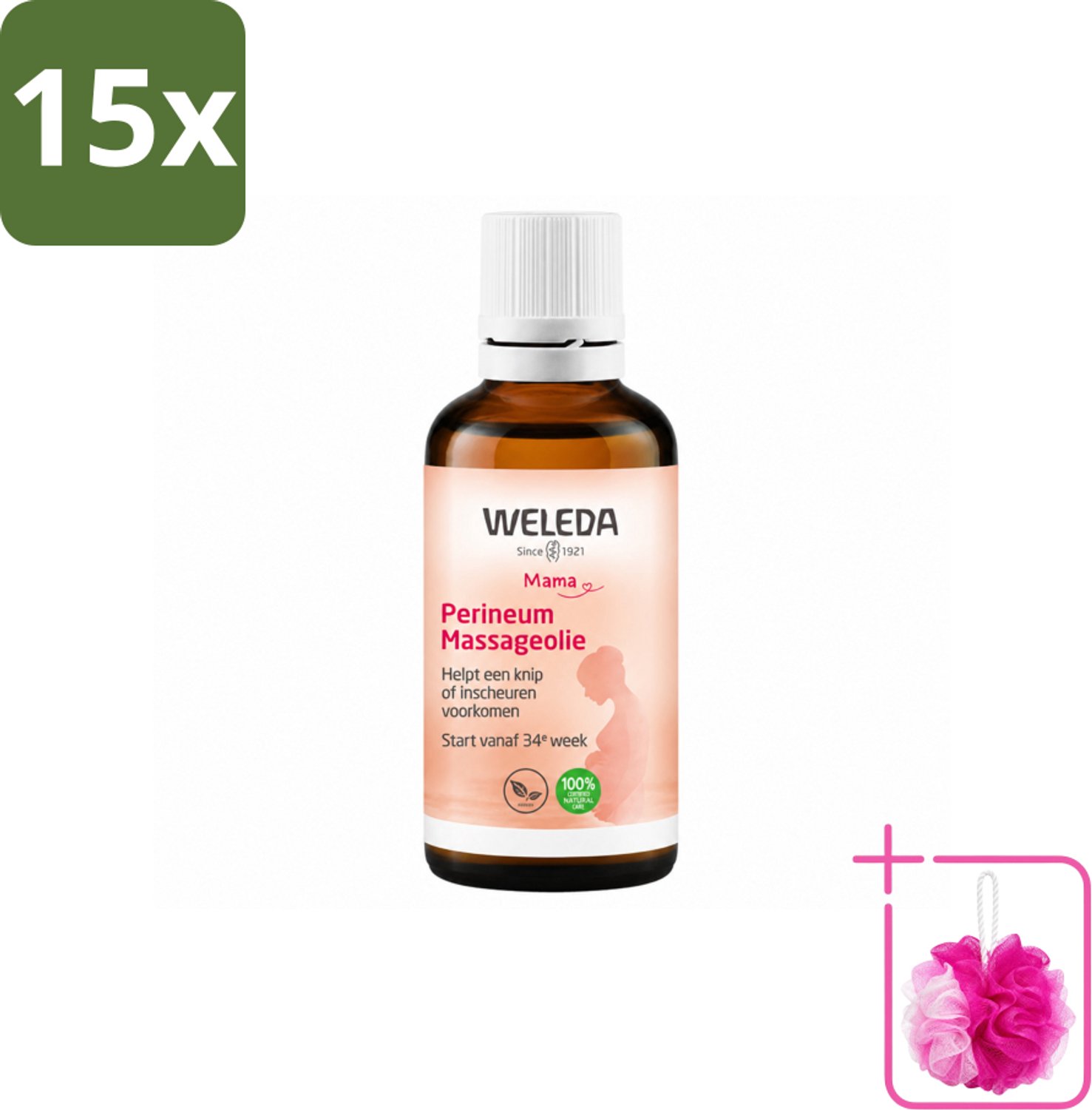 15 x WELEDA - Perineum massageolie - Mama & Baby - 50 ml - Bulkverpakking - Perineum massageolie - Douchemop - Zwangerschap