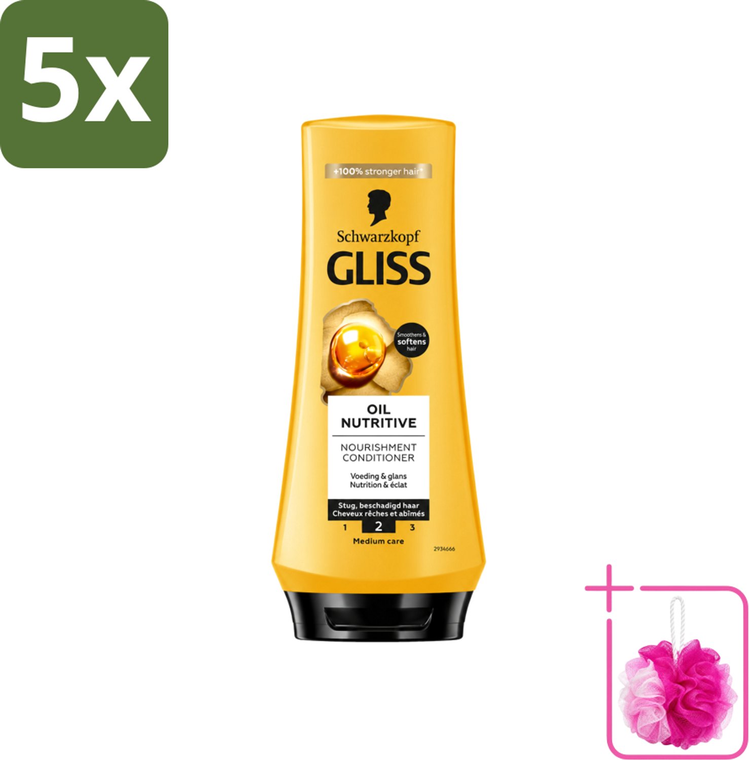 5 x Gliss - Hair Repair - Conditioner Oil Nutritive voor Intensieve Voeding - 200 ml - Bulkverpakking - Voeding haar - Douchemop - Droog haar