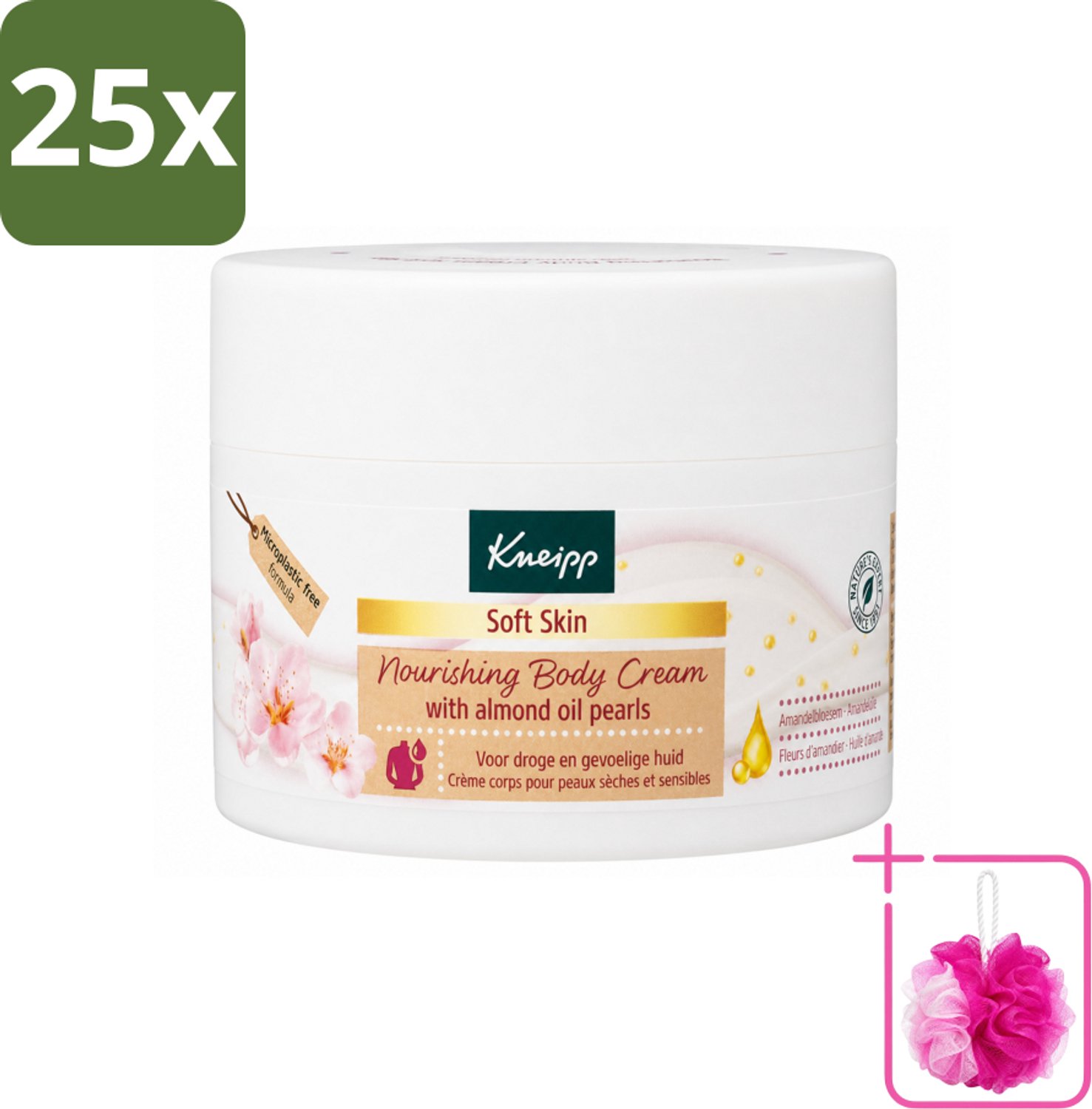 25 x Kneipp - Body crème - Soft Skin - Amandelbloesem - 200 ml - Bulkverpakking - Zachte huid - Douchemop - Amandelolie