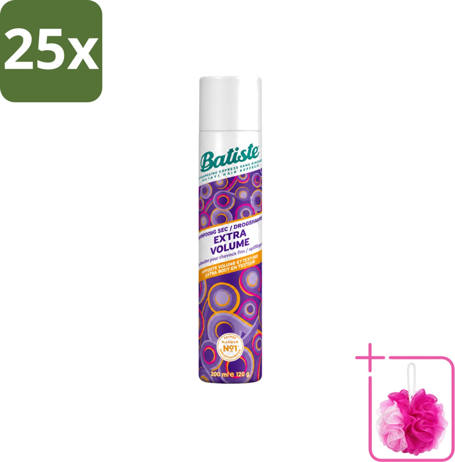 25 x Batiste - Extra Volume - Droogshampoo - Geeft Meer Volheid - Frist Vet Haar Op - 200ml - Bulkverpakking - Extra volume haar - Douchemop - Droogshampoo
