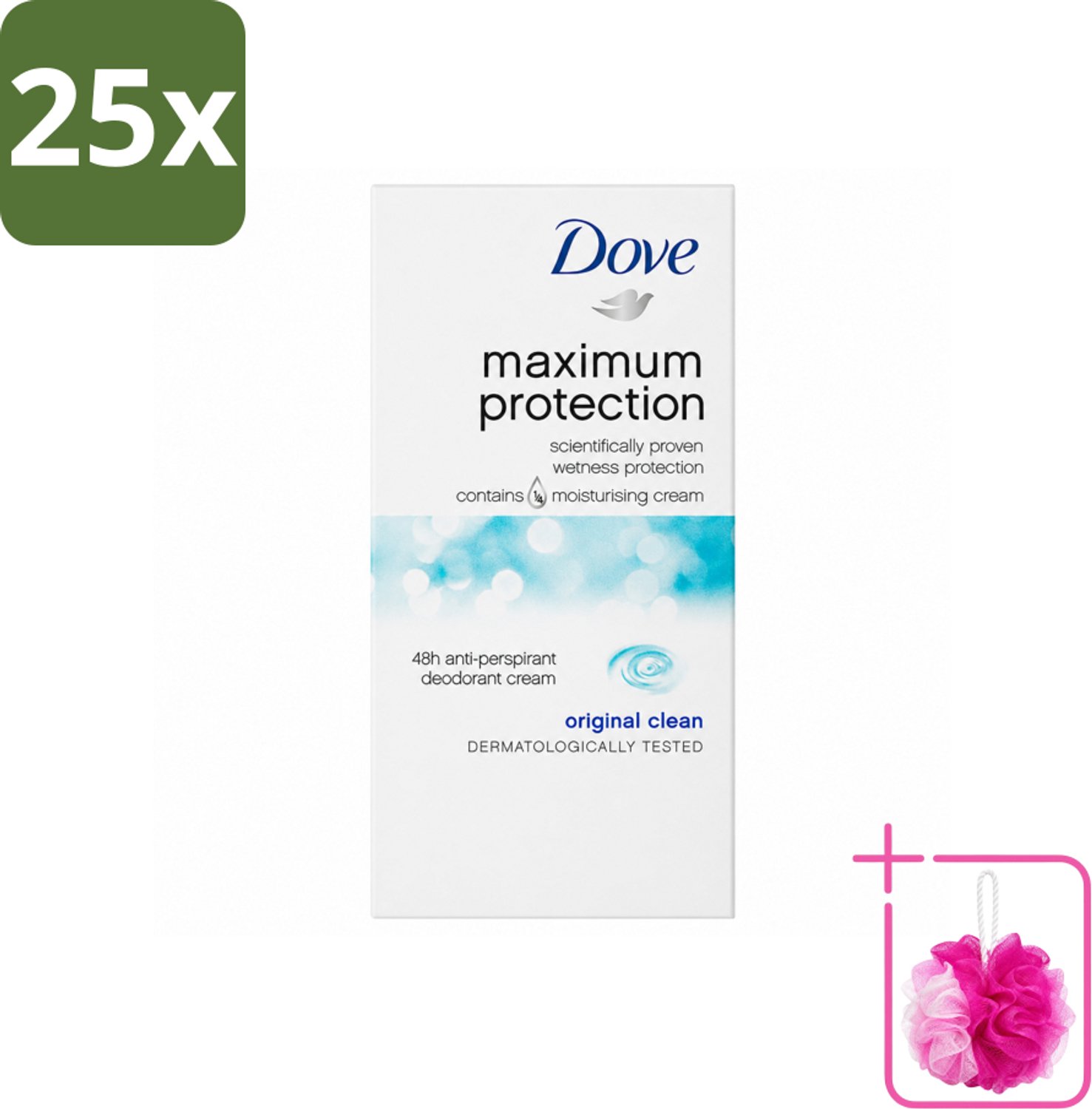 25 x Dove Deodorant Stick - Maximum Protection - Original Clean - 45 ml - Bulkverpakking - Anti-transpirant - Douchemop - Zweetbestendig