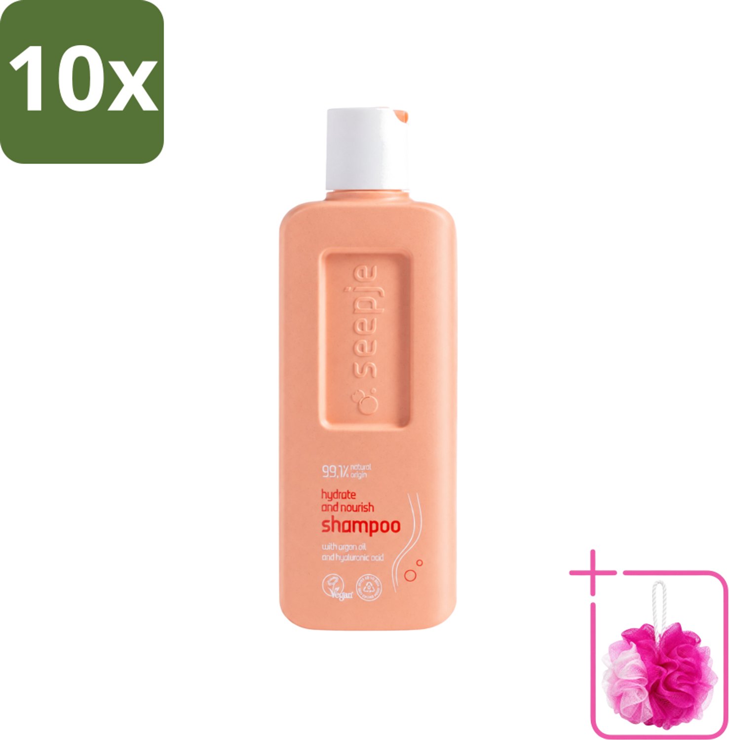 10 x Seepje - Hydrate & Nourish Shampoo - Intense Hydratatie voor Gezond Haar - 300 ml - Bulkverpakking - Hydratatie haar - Douchemop - Natuurlijke shampoo