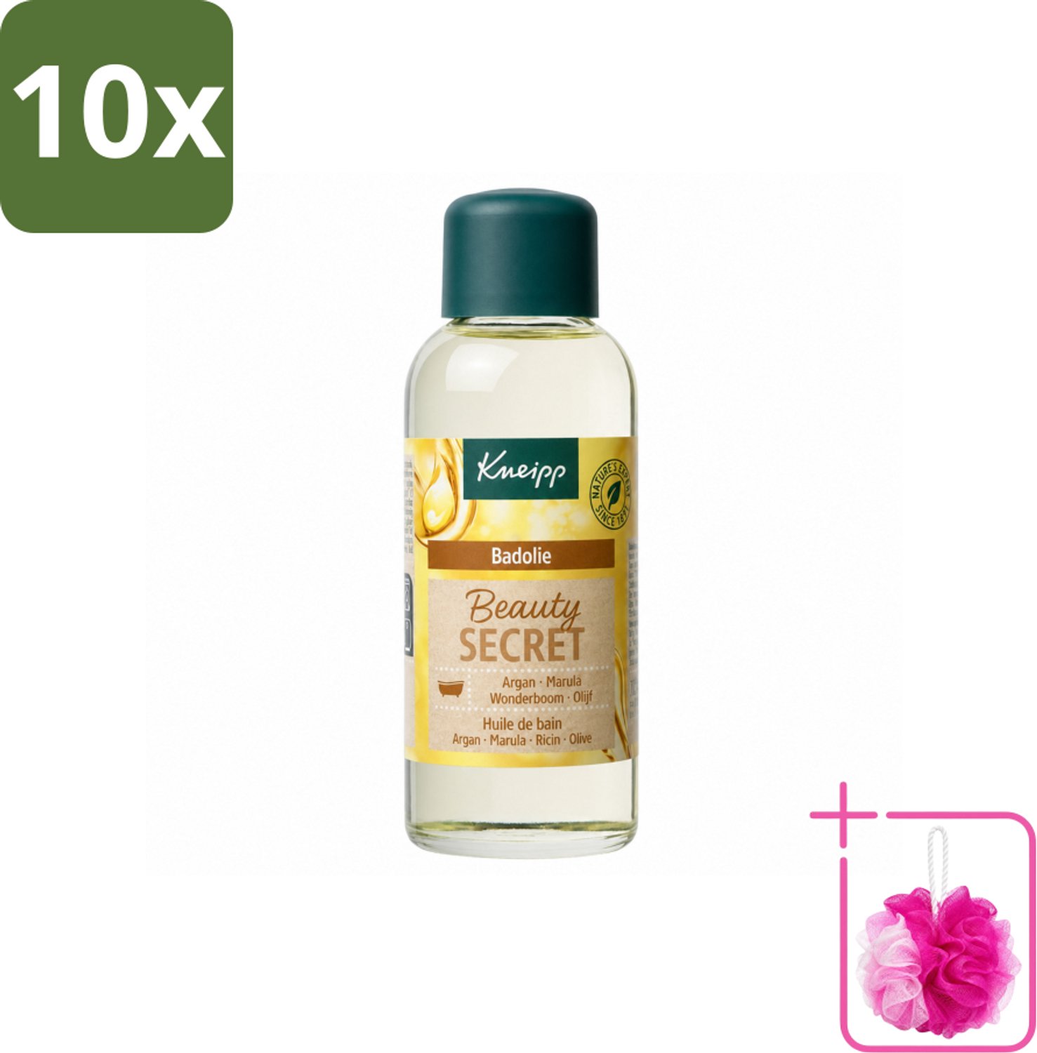 10 x Kneipp - Badolie - Beauty Secret - Voor alle huidtypen - 100 ml - Bulkverpakking - Badolie - Douchemop - Huidverzorging