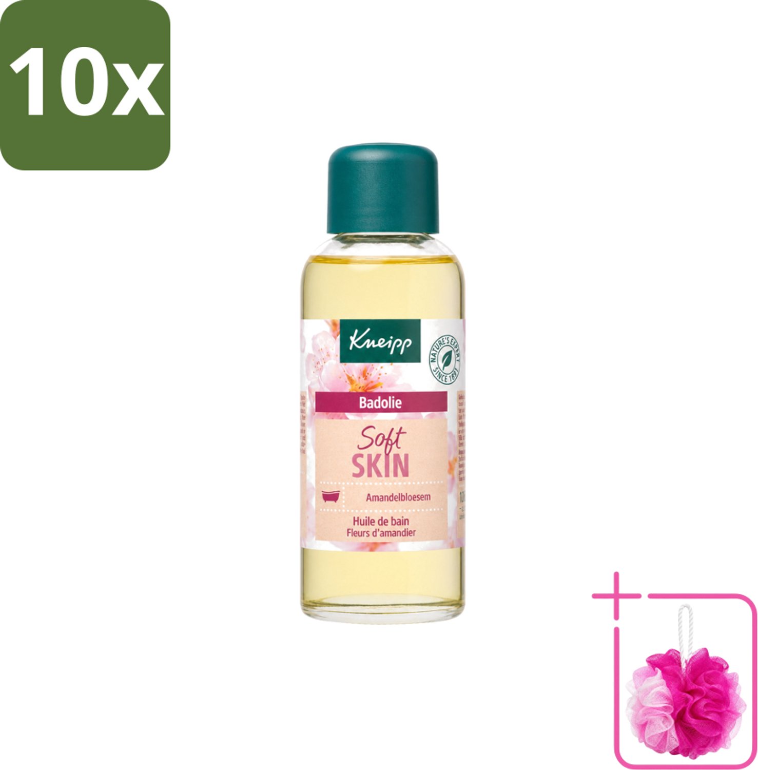 10 x Kneipp - Badolie - Amandelbloesem - Voor droge en gevoelige huid - 100 ml - Bulkverpakking - Badolie - Douchemop - Droge huid