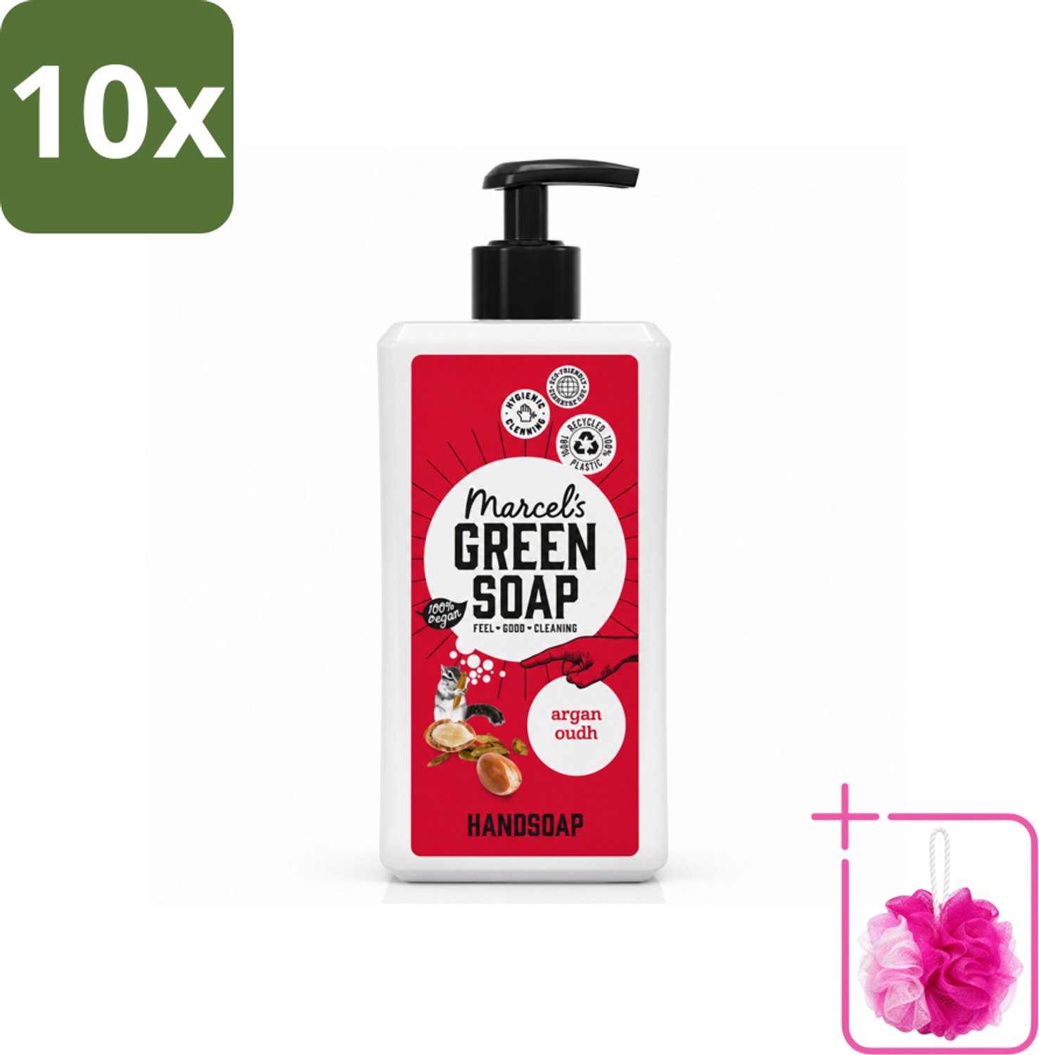 10 x Marcel's Green Soap - Handzeep Argan & Oudh - Plantaardig & duurzaam - 500 ml - Bulkverpakking - Handzeep - Douchemop - Natuurlijke handzeep