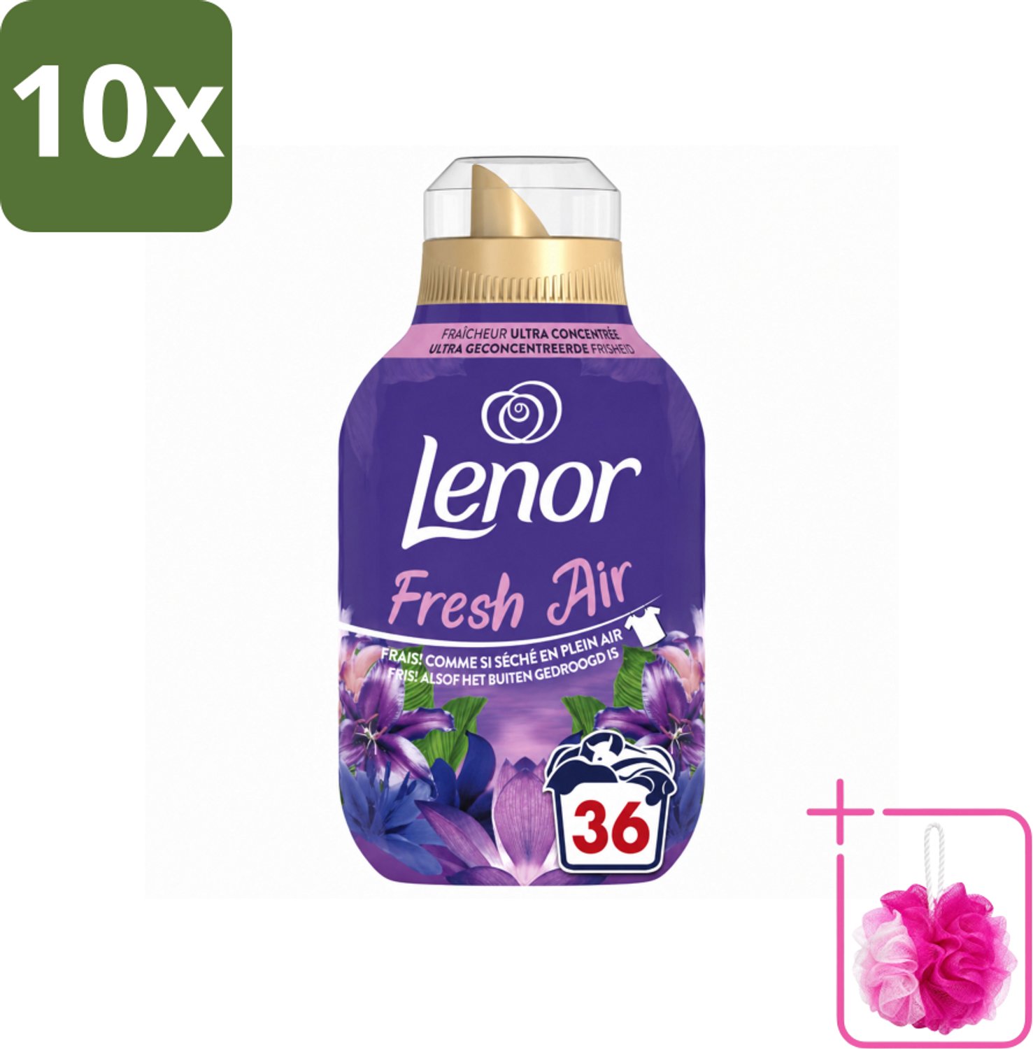10 x Lenor - Wasverzachter - Fresh Air Maneschijn - Ultra Geconcentreerd - 36 Wasbeurten - Bulkverpakking - Wasverzachter - Douchemop - Frisheid