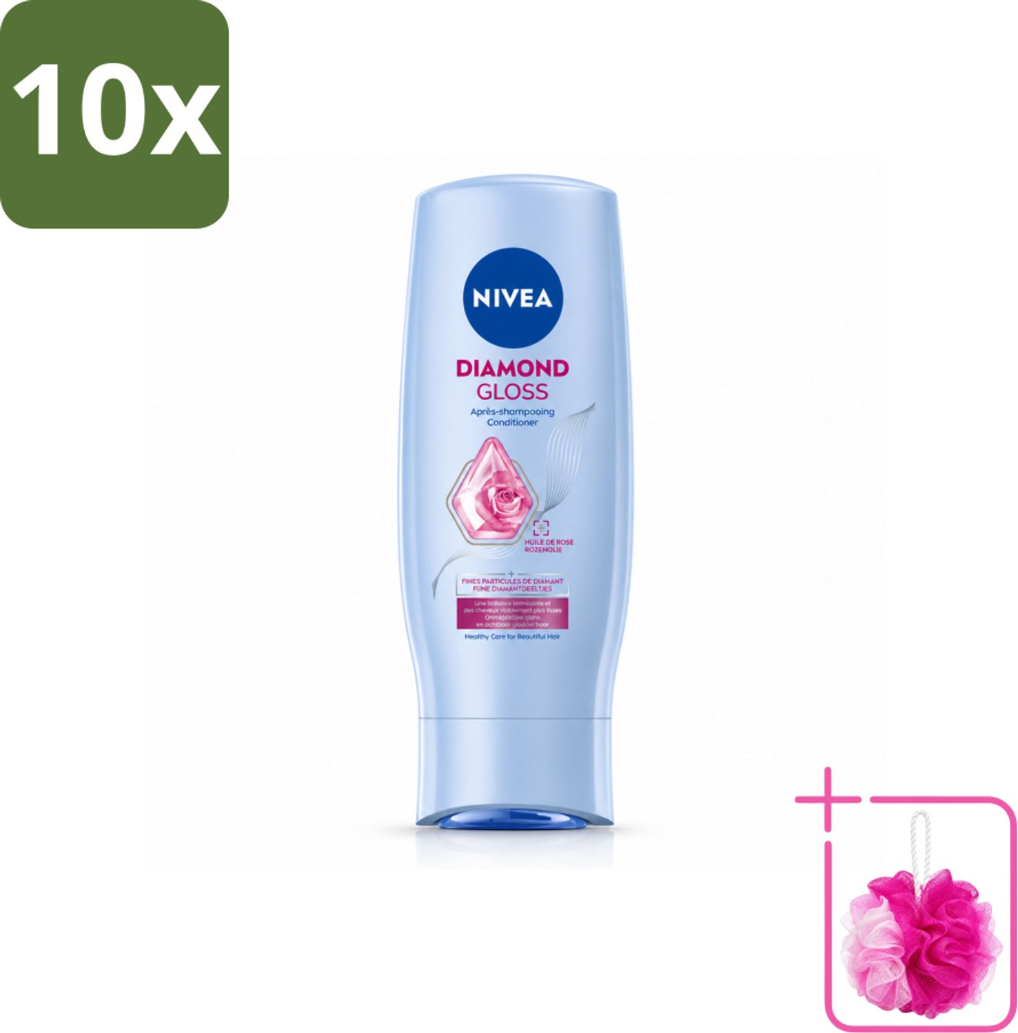 10 x NIVEA - Diamantglans Conditioner - Crèmespoeling - Voor Glans - 200 ml - Bulkverpakking - Diamant glans - Douchemop - Haar verzorgen