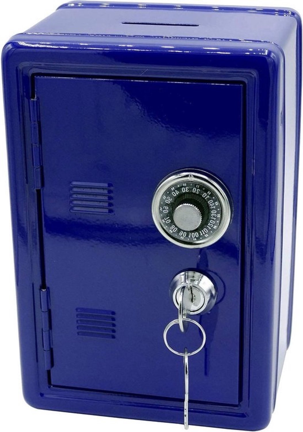 Metalen spaarpot - Geldkistje - Spaargeld bewaren - Kluisvorm - 18 x 12 x 10 cm - Blauw