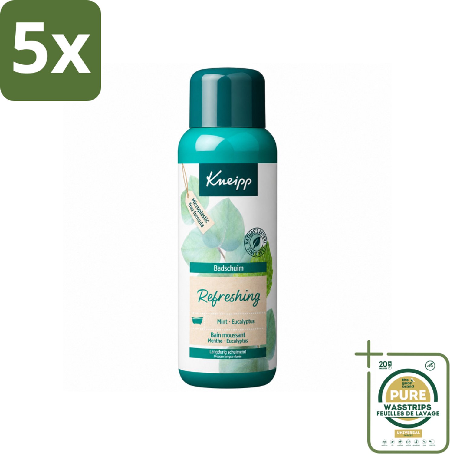 5 x Kneipp - Badschuim - Mint Eucalyptus - Verfrissend - 400 ml - Wasstrips - Badschuim Mint Eucalyptus - Verfrissend Bad - Aromatisch Bad - Ontspannend Bad - Geurige Bad