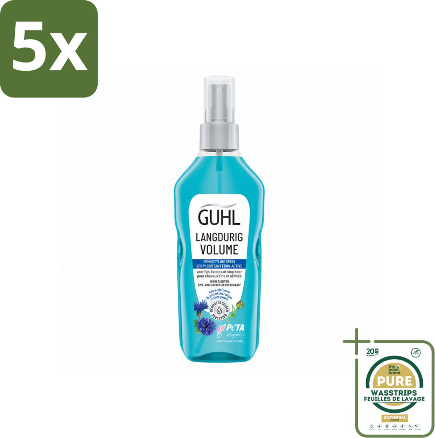 5 x Guhl - Styling Spray - Föhn Active - 125 ml - Wasstrips - Haarspray - Volume - Grip - Body - Haartype