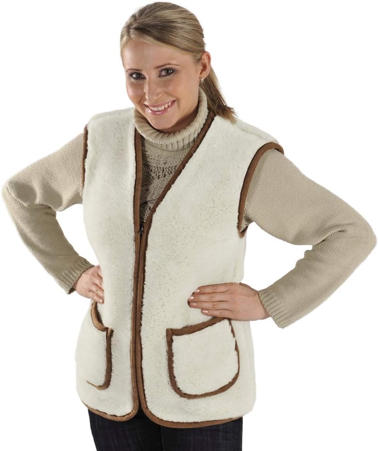 Wollen vest met rits, 100% schapenwol, lekker warm