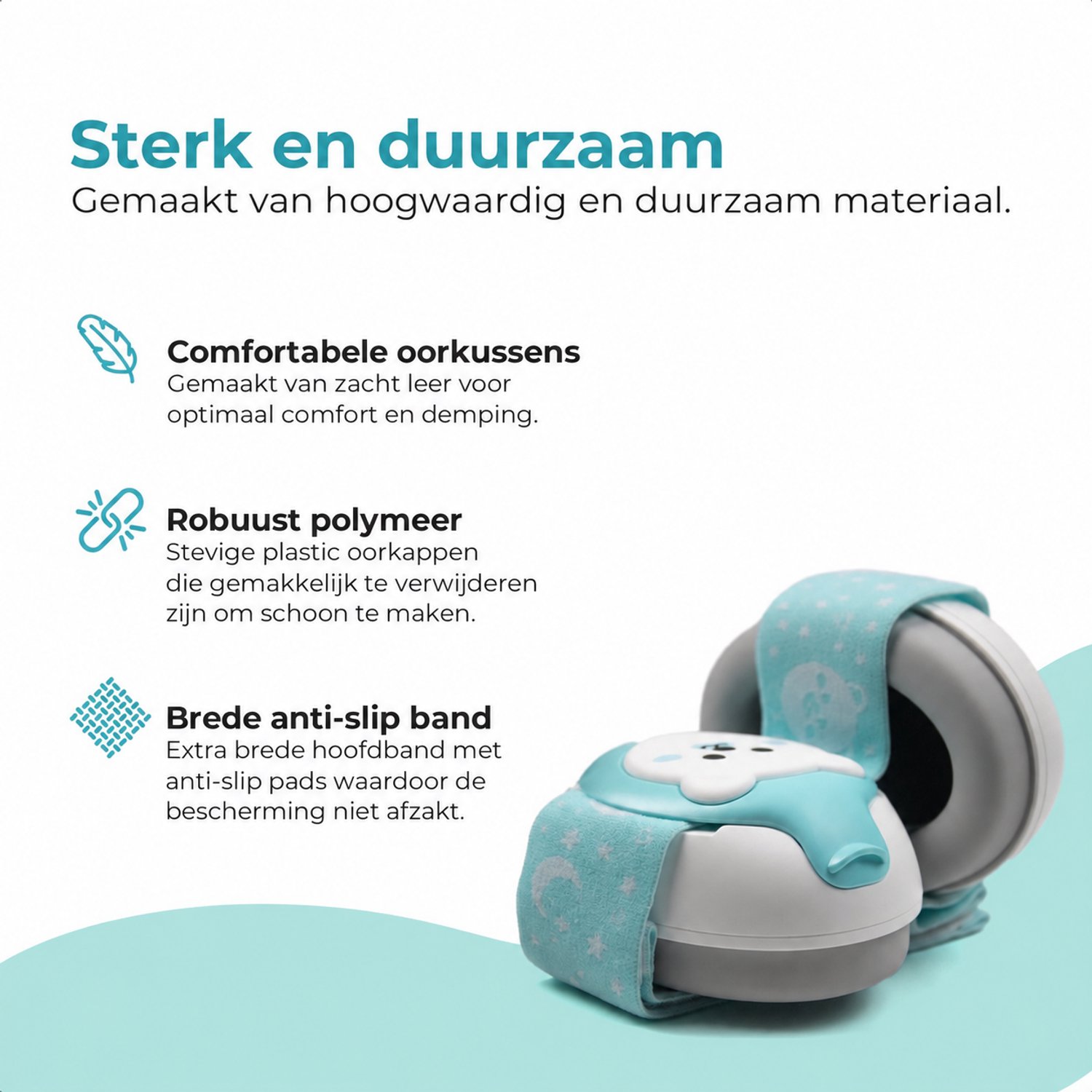 Aquila Gehoorbescherming Baby 0-3 Jaar - Koptelefoon Peuter & Kind - 23 dB CE-gecertificeerd - Elastische Band zonder Beugel - Oorbeschermers Kinderen - Geluiddempende Kinder Oorkappen - Gehoorbeschermer - Oorbescherming - Blauw - Reistasje – foto 4