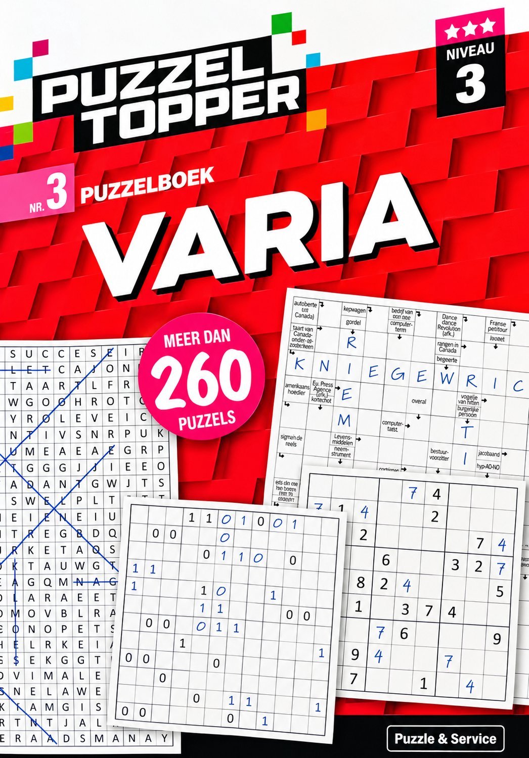 Puzzeltopper XL Varia Puzzelboek Volwassenen - 260+ Puzzels - Niveau 3 Sterren - Extra Dik - Gevarieerde Puzzels - Denksport - Senioren