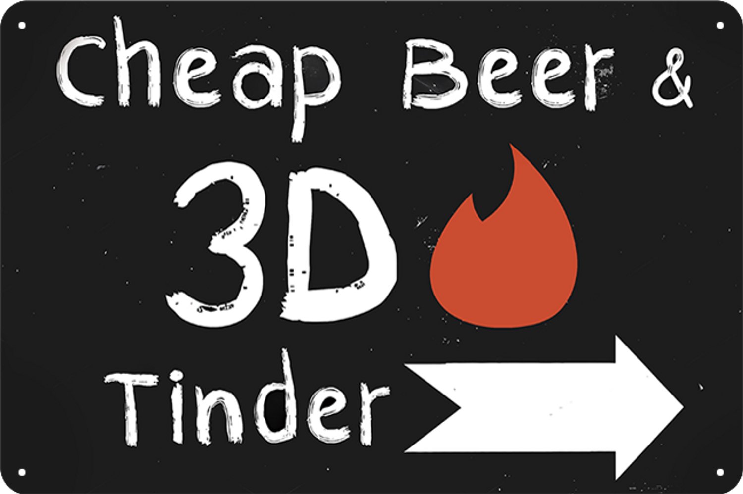 Cheap Beer & 3D Tinder Metalen Wandbord 20x30cm – Bier Tekstbord – Bar Kroeg Mancave Decoratie – Vintage Retro Wanddecoratie