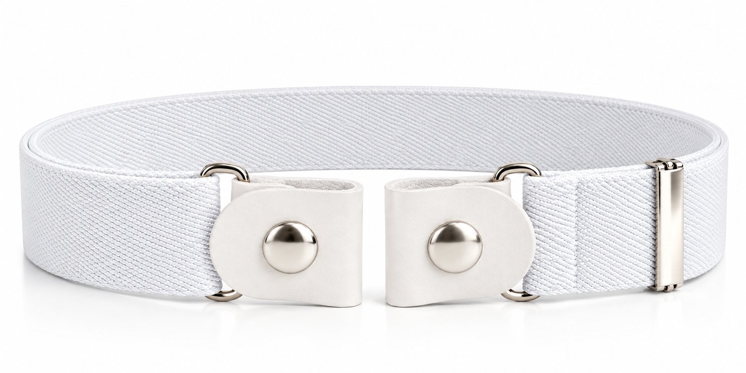 Elastische Riem Zonder Gesp – Wit – 3 cm Breed – Gesploze Riem – Verstelbaar – Dames, Heren & Kinderen