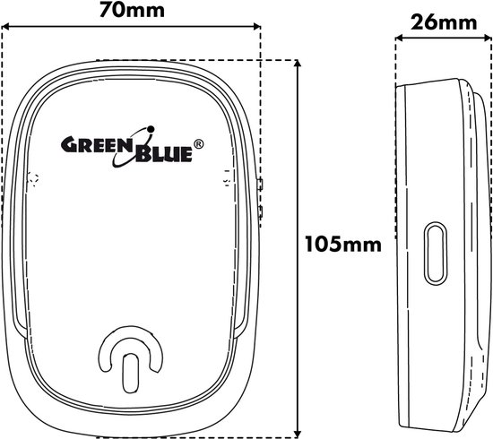 GreenBlue draadloze deurbel, 38 melodieën, 90 dB, zwart, bereik tot 200 m, GB404 B — afbeelding 2