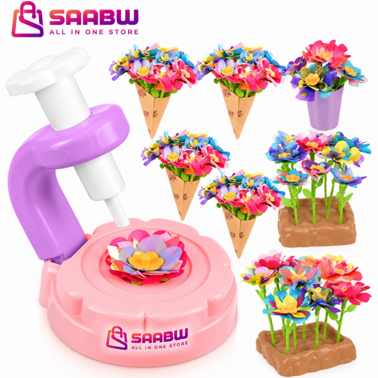 3D Bloemenmaker Knutselset voor Kinderen XL – Creatieve Bloemen Maken met Meer dan 90 Gekleurde Bloemblaadjes, Vaas, 28 Stelen en Bloemonderdelen, DIY Cadeau voor Meisjes – 66314