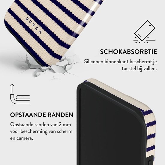 Schokabsorptie door siliconen binnenkant en opstaande randen van 2 mm voor scherm- en camerabescherming.