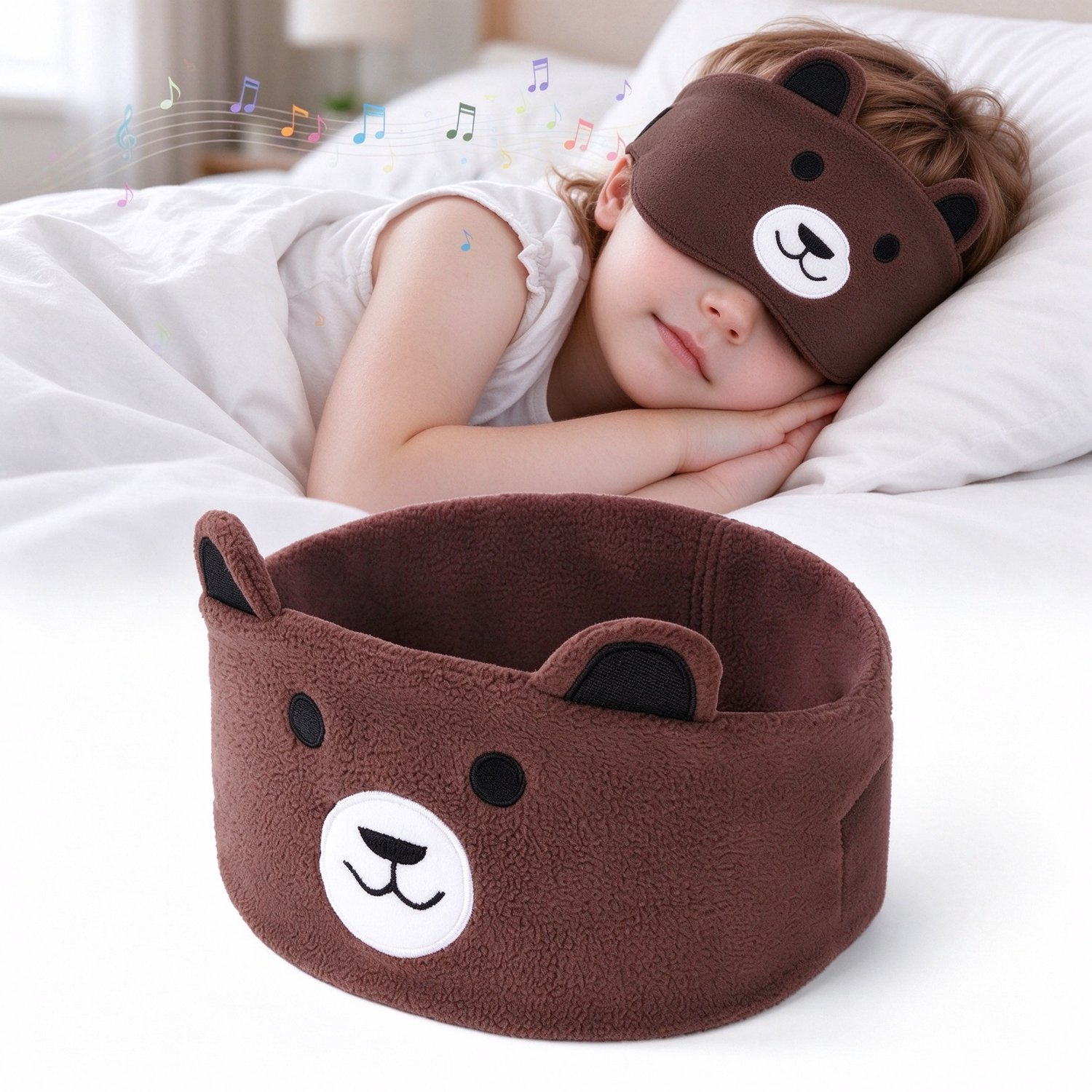 Lifhelpe Bluetooth slaapmasker,Bluetooth slaapmasker voor kinderen,Draadloze hoofdtelefoon met hoofdband voor kinderen ,Muziek slaapmasker,Stereo,Leuk,Geschikt voor een hoofdomtrek van 50-63 cm,Voor op reis,dutjes en sporten