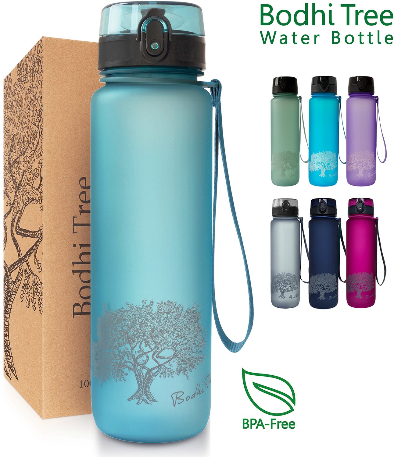 Bol.com Bodhi Tree® Motivatie Waterfles 1 Liter - Motiverende Drinkfles Volwassenen - Tijdmarkeringen Nederlands - 100% Lekvrij ... aanbieding