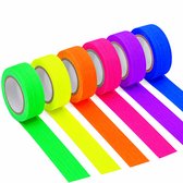 Glow in the Dark Neon Plakband / Tape - 6 stuks - 6 kleuren - 5 Meter lang
