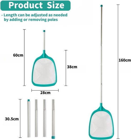 Zwembad Skimmernet - Groen - 150 cm - Fijnmazig Net met Aluminium Stangen - Voor Zwembad en Vijver — afbeelding 4