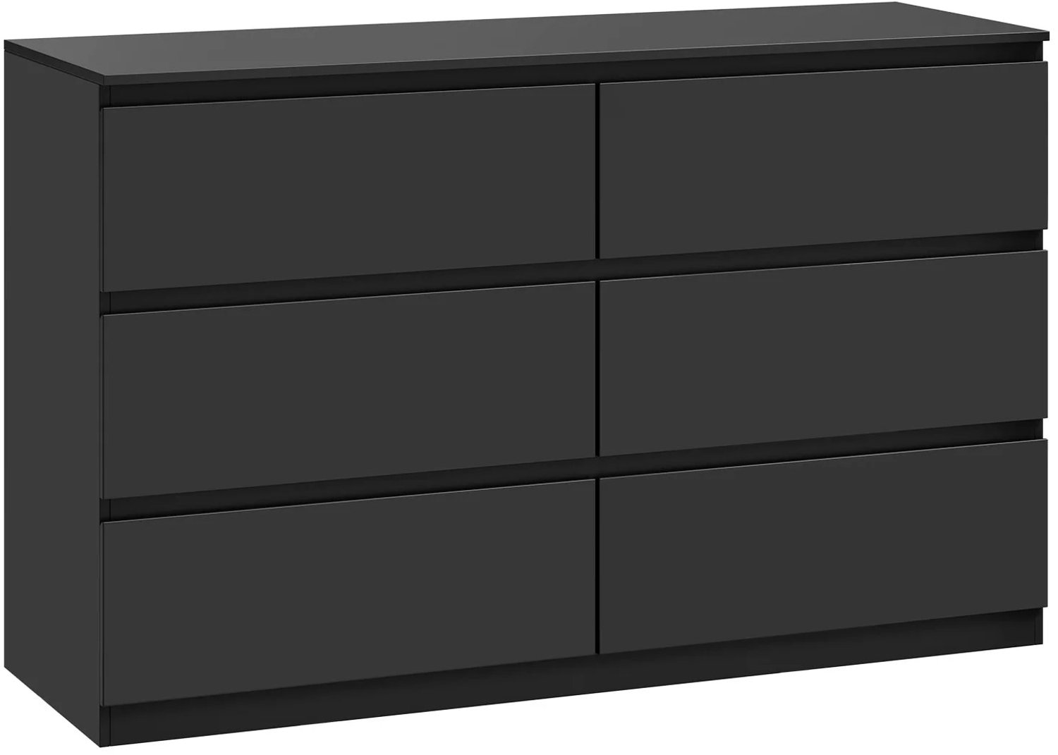 Woltu Saska ladekast met 6 lades - zwart - 120 × 40 × 75 cm