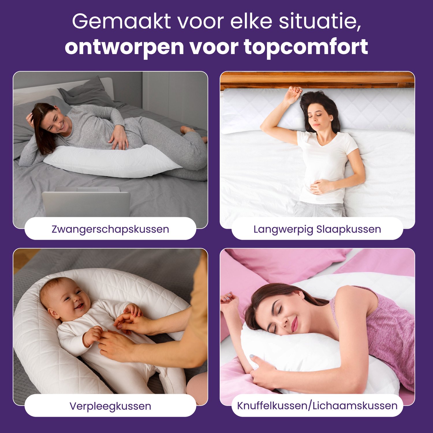 Slaapspeciaal Ergonomische Body Pillow – Zwangerschapskussen, Zijslaperkussen & Voedingskussen – Wasbaar – 40x145 cm – foto 2