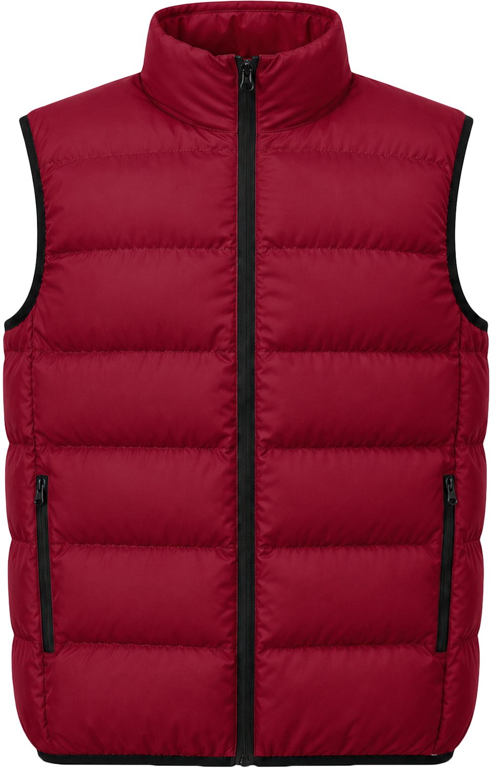 ALLTHEMEN Heren Gewatteerde Bodywarmer Effen Opstaande Kraag Warm Rood