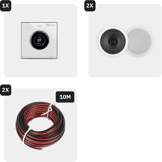 Power Dynamics badkamer speakers inbouw set - Speakers voor badkamer met Bluetooth B100W versterker — afbeelding 4