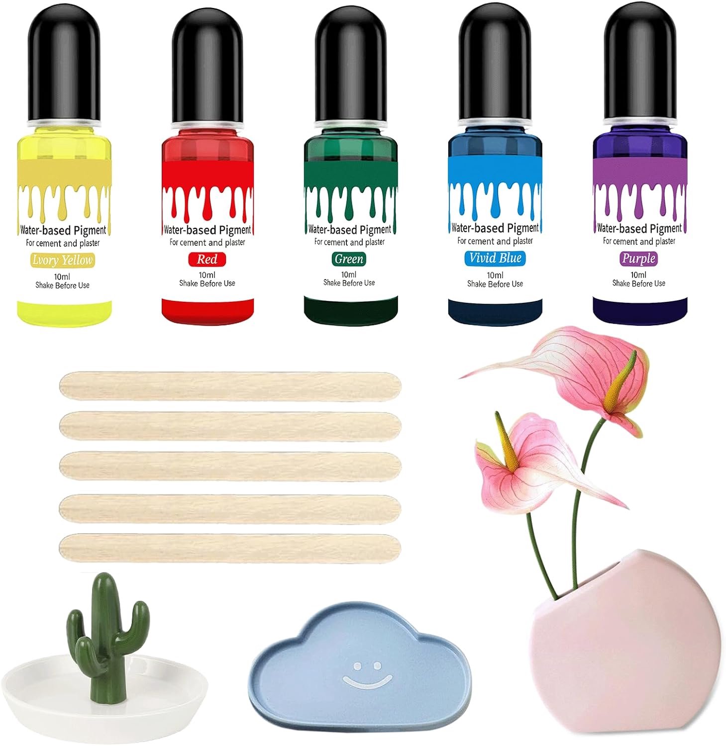 5 stuks pigment voor gietpoeder, 10 ml per stuk