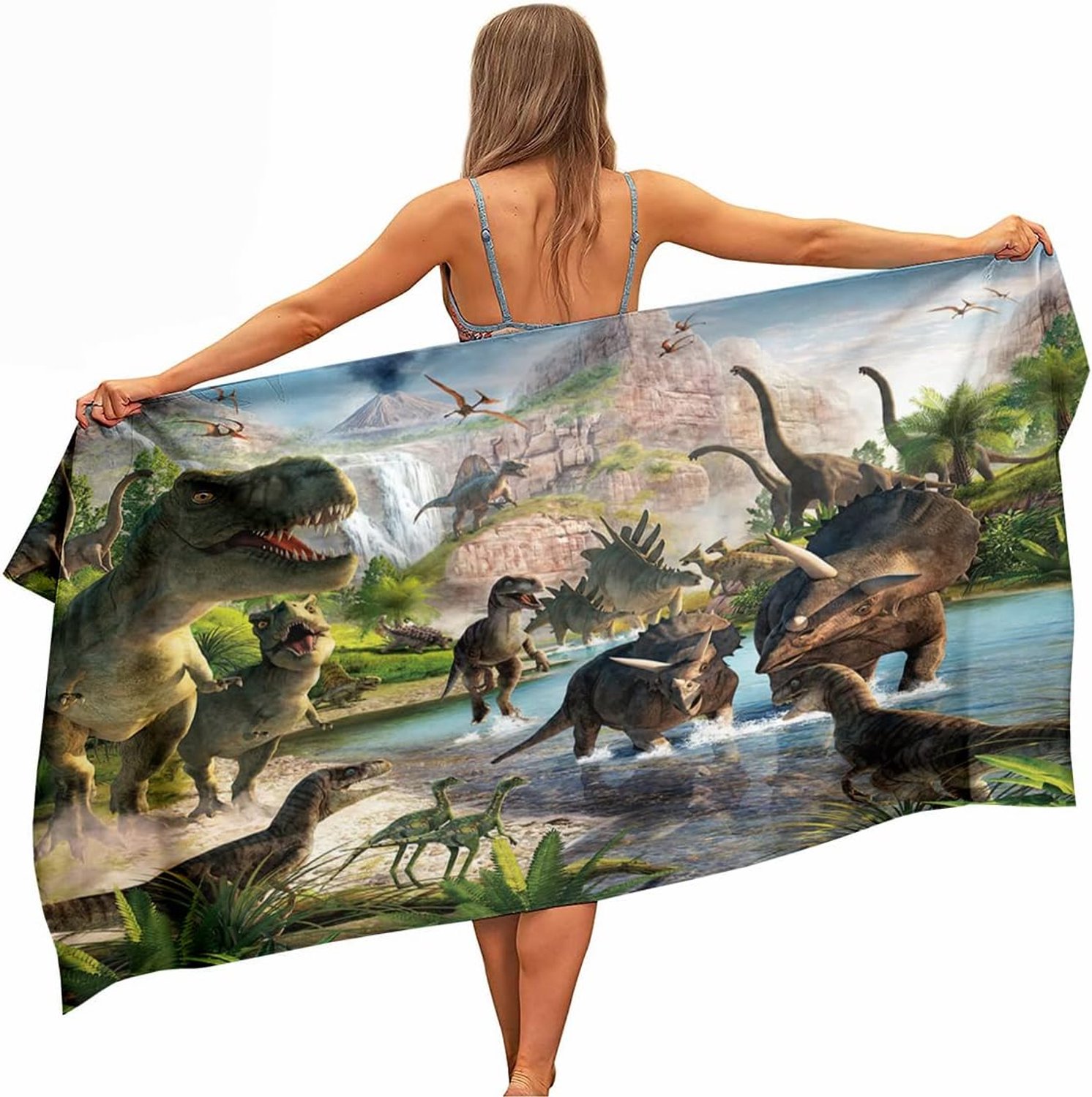 Handdoek microvezel 160x80 cm - sneldrogend T-Rex design - lichtgewicht reishanddoek voor sport - m-winkel