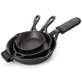 Rednas Gietijzeren Pannenset - 3-Delig Koekenpannen Set - Koekenpan geschikt voor Inductie, Gas, BBQ en Oven - Skillet Maten Ø16cm Ø22cm en Ø28cm