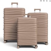 MRKA® Santiago - Reiskoffer set 3-delig (S + M + L) - Taupe - Koffers - Kofferset - Drie Koffers - Driedelig Kofferset - Koffer - Luggage - Valies - Reisbagage - Polypropyleen Koffer - TSA Slot - 360° Wielen - Koffers Met Wielen - 37, 60 en 91 Liter