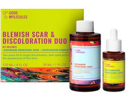 Good Molecules Blemish Scar and Discoloration Set - Niacinamide Verhelderende toner en corrigerend gezichtsserum met tranexaminezuur voor littekens, donkere vlekken, toon, textuur, hydratatie - Huidverzorging voor het gezicht