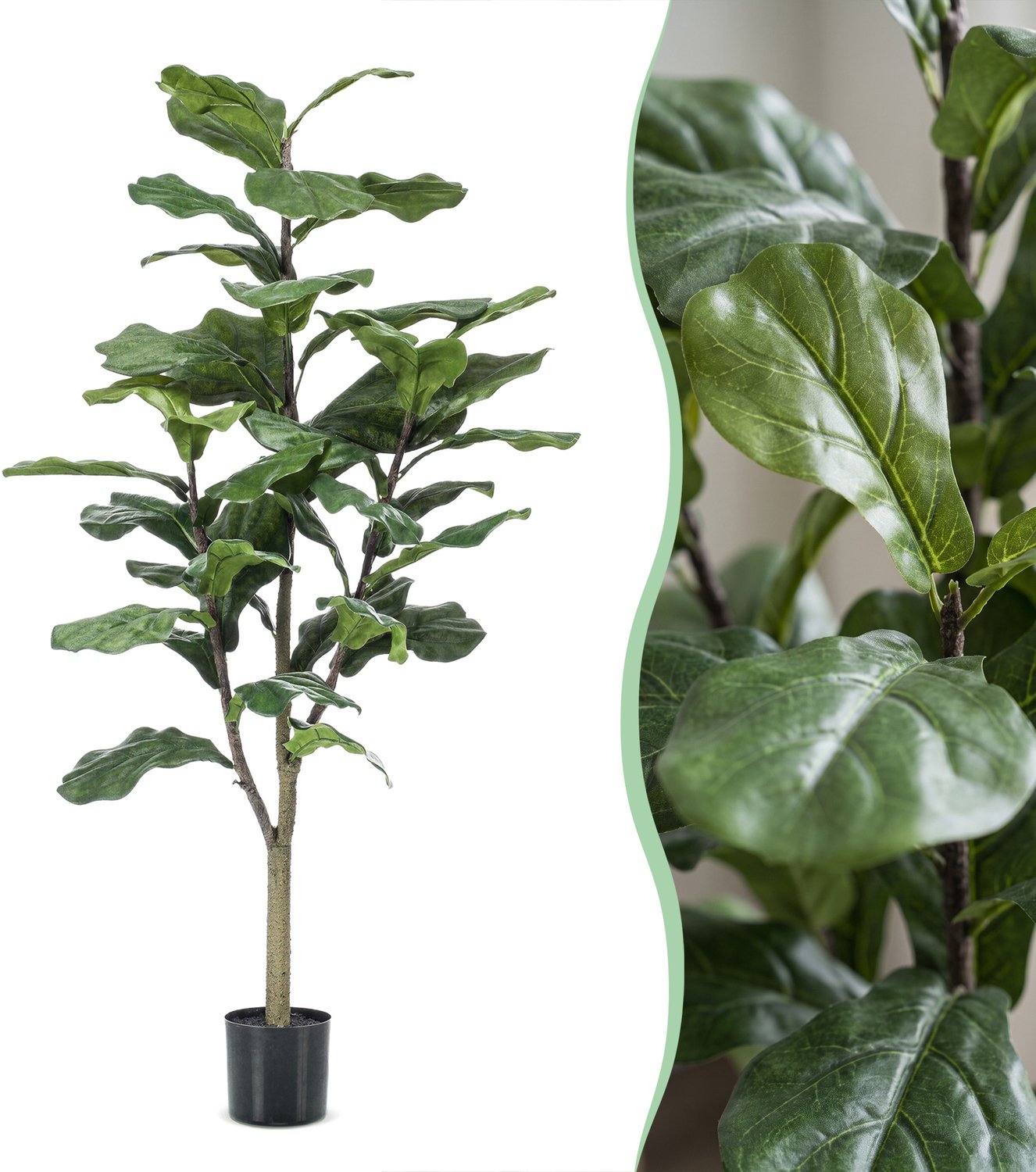 Green Boutiq Kunstplant - Ficus Lyrata - Tabaksplant - 120 cm Groen