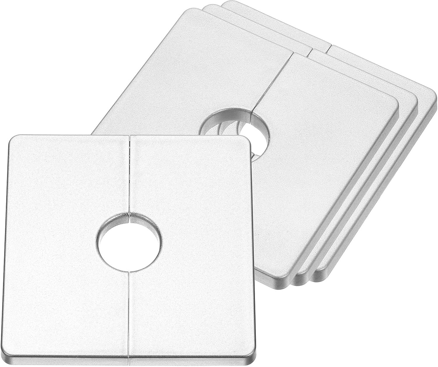 rozetplaten 86 x 86 mm - ABS-kunststof - zilver - wandmontage voor buisafdekking 22 mm - 4 stuks - Vemera