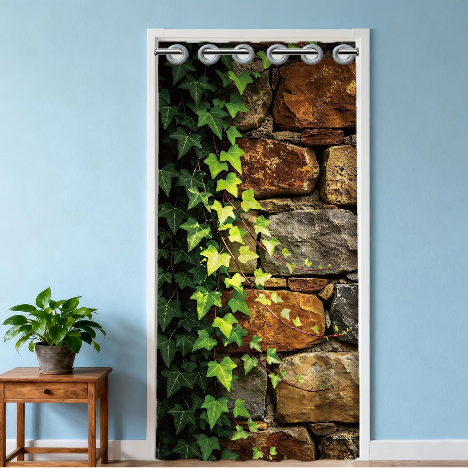 Gordijn met ivy- en steenpatroon, scheidingswand, 100x200 cm
