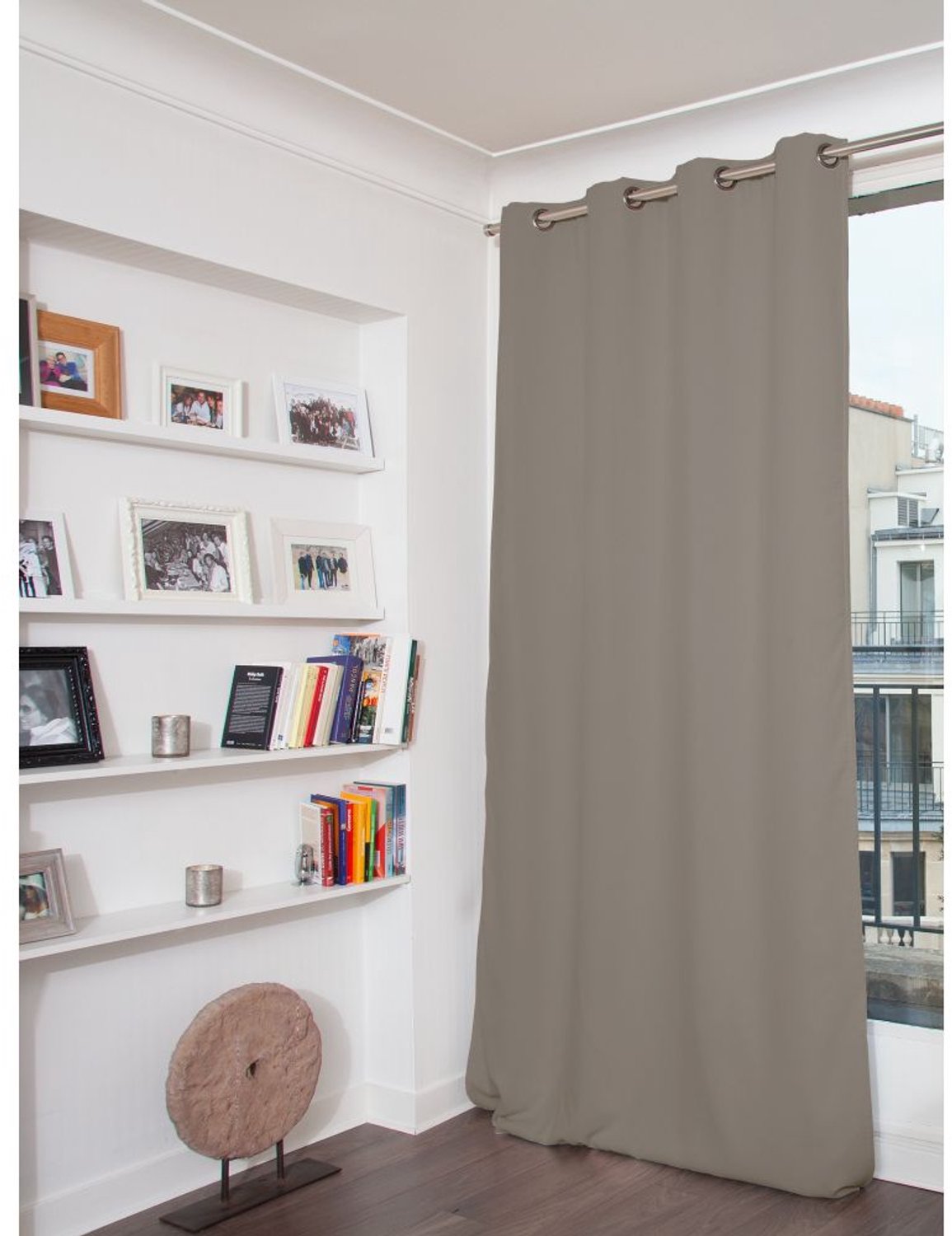 MOONDREAM LumenControl™ Totaal Verduisteringsgordijn | Licht+Zonwering | 100% Ondoorzichtig | EU-fabricaat | Fluweel | Oogjes | Grijs MC740 | 130 x 250 (BxH) cm