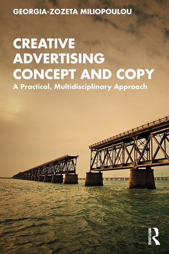 Boekomslag: Creative Advertising Concept and Copy met een kapotte brug over water.