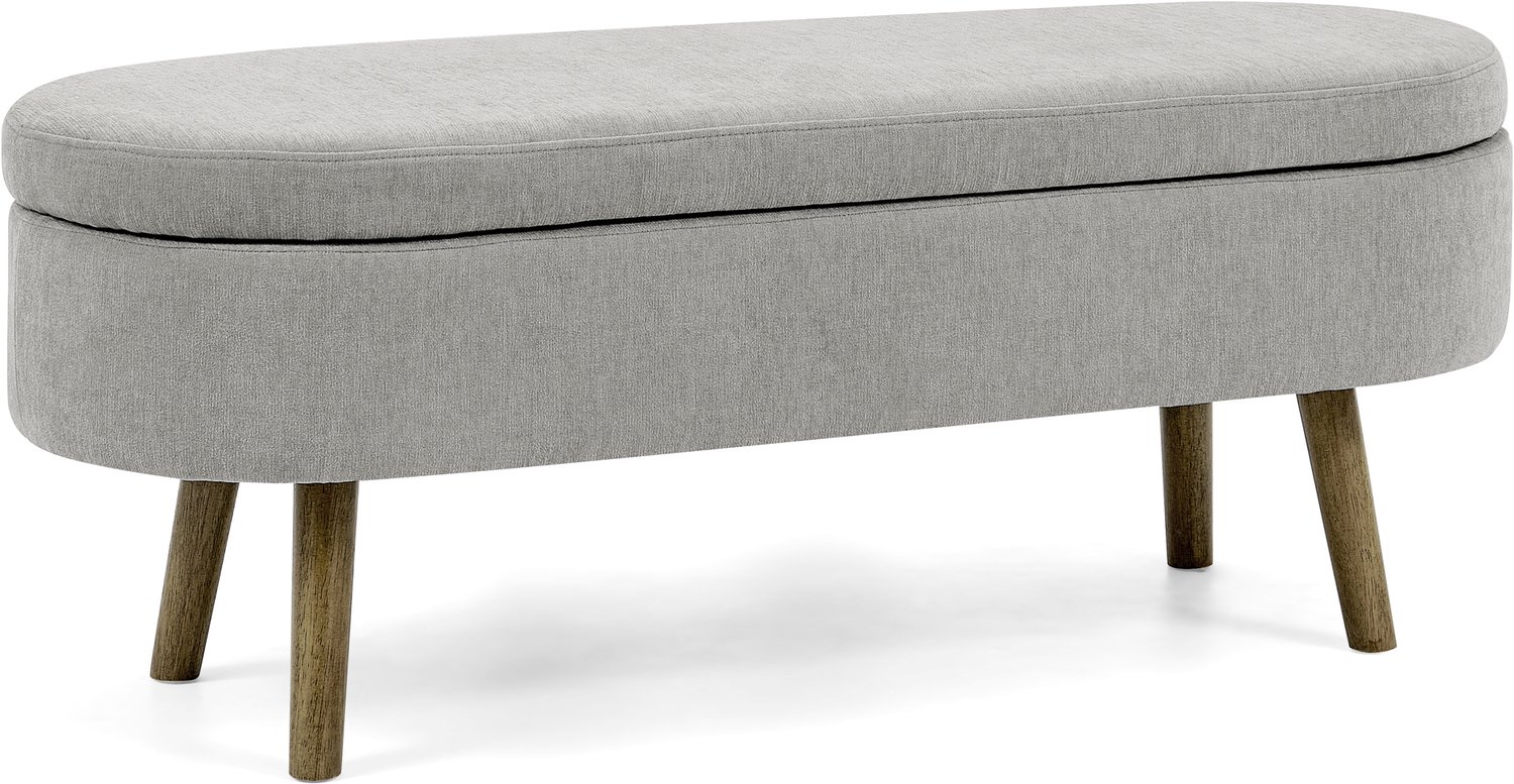 MUVANO Opbergbank met zitkussen - Zitbank met opbergruimte - Scharnierend deksel - Chenille bekleding - 110 x 40 x 42 cm - Voor hal en slaapkamer - Grijs