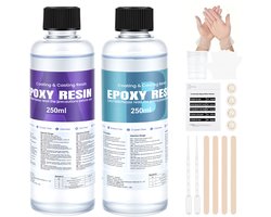Resin Epoxy Startersset - 500ml - Epoxyhars met Verharder 1:1 Set - epoxy starterspakket - epoxy giethars - sieraden maken - Transparante Resin / Hars - epoxy set - epoxy starterskit