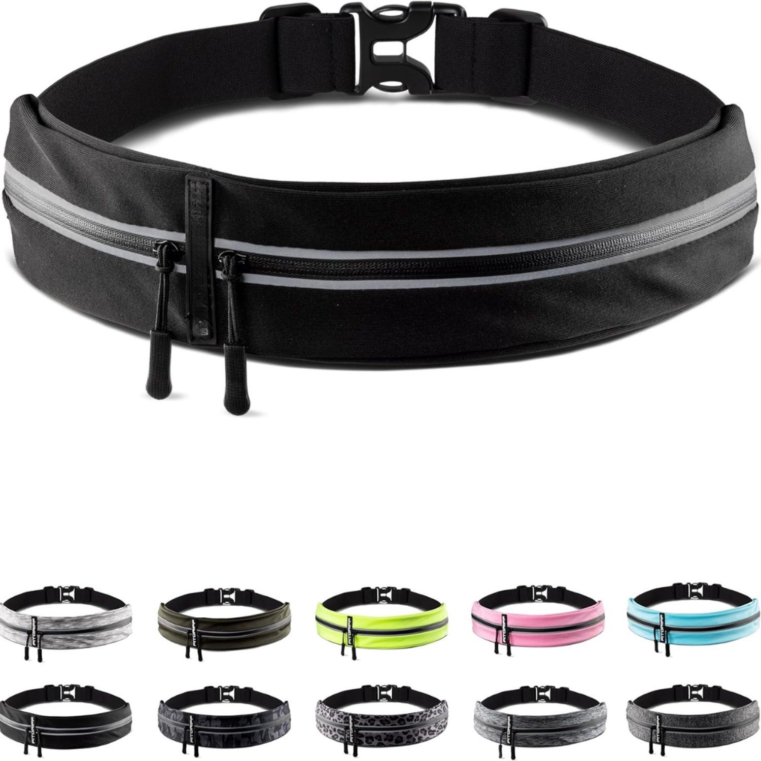 Levo® Flipbelt - Hardloopriem - Running Belt - Zwart - 26cm x 5cm x 5cm