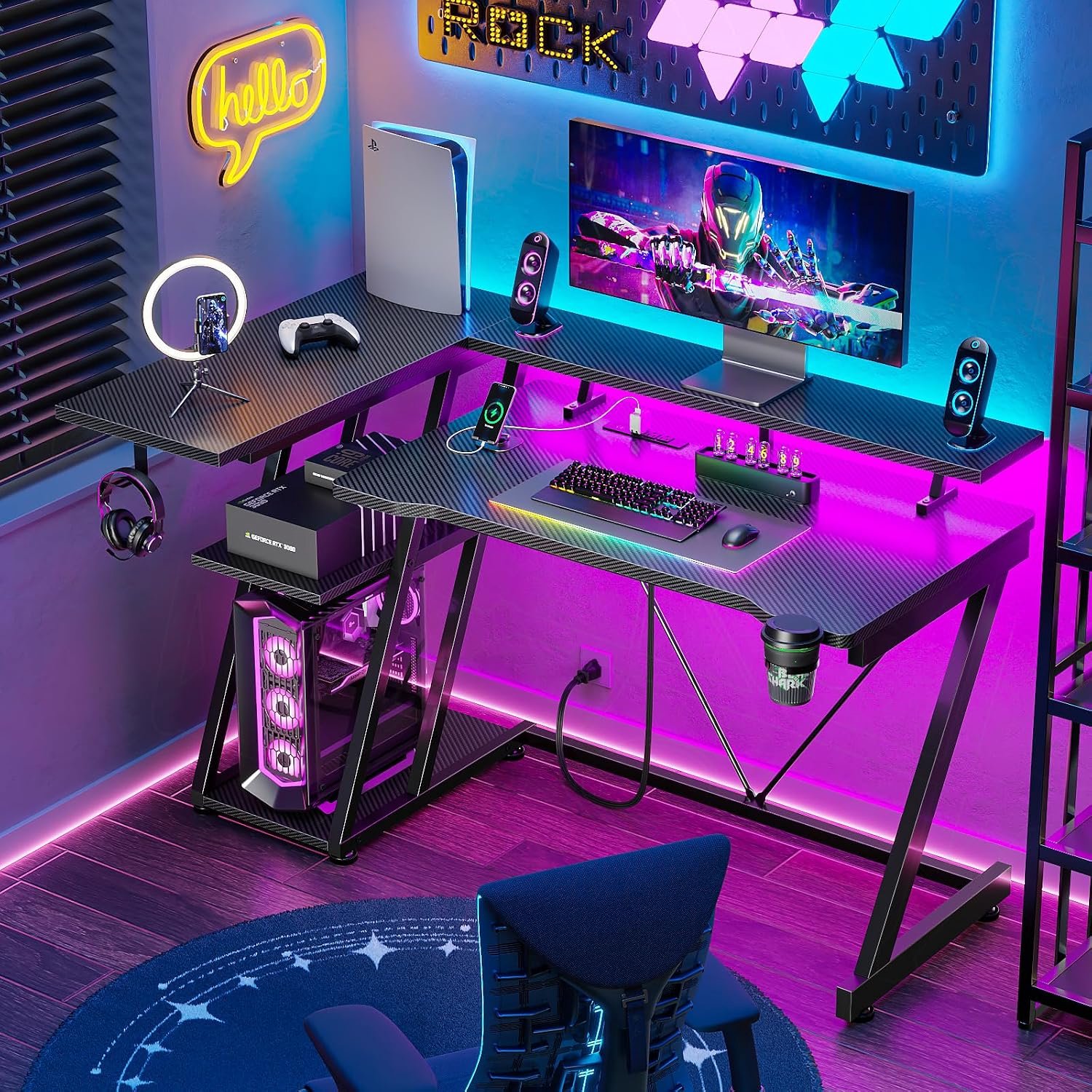 null Gaming Bureau LED L-vormig - afbeelding 4