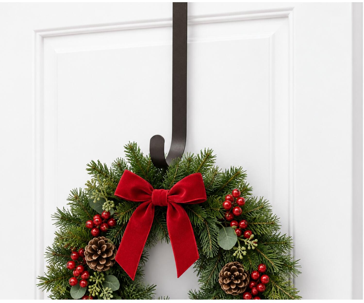 Decoris Kerstkrans hanger - 28 cm - ijzer bruin - kerstkransen ophangen - deurhanger/haak - deurhanger – foto 4